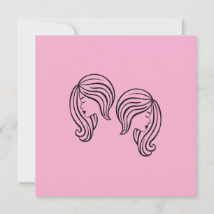 Elegant Gemini Zodiac Sign Modern Line Art Card