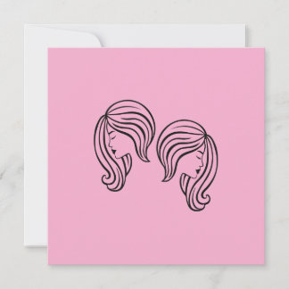Elegant Gemini Zodiac Sign Modern Line Art Card
