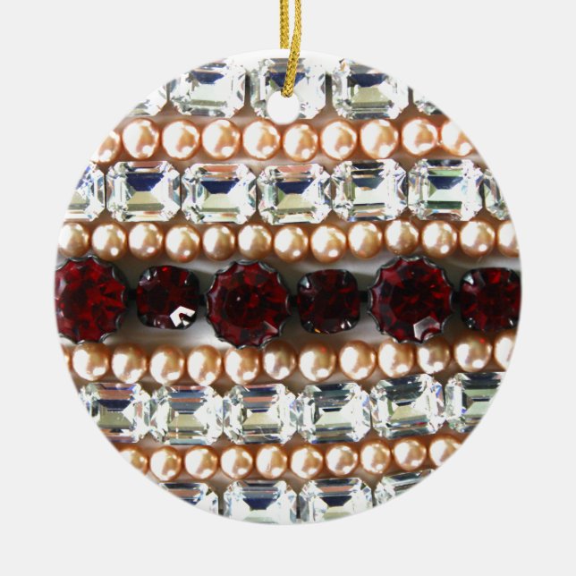 Elegant gemstones diamonds pearls rubies  ceramic tree decoration (Front)