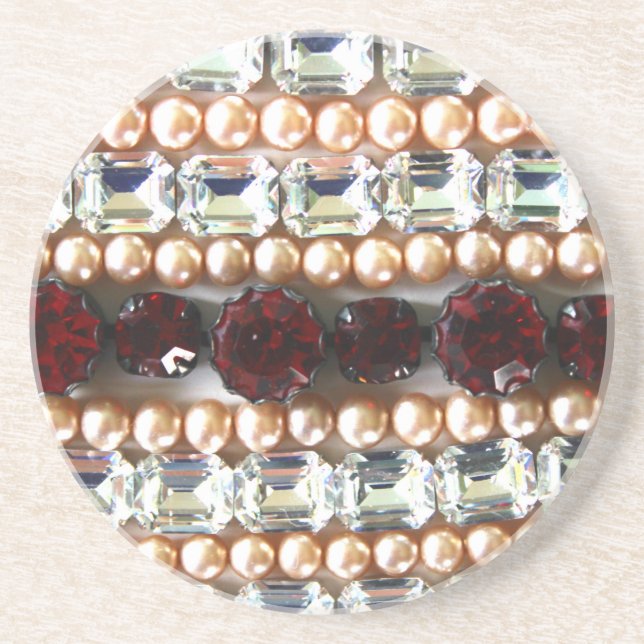 Elegant gemstones diamonds pearls rubies  coaster (Front)
