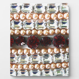 Elegant gemstones diamonds pearls rubies  plaque
