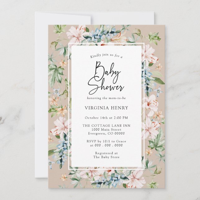 Elegant Gender Neutral Baby Shower Invitation (Front)