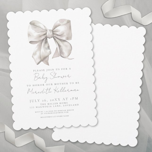 Elegant Gender Neutral Bow Baby Shower Invitation (Elegant Gender Neutral Bow Baby Shower Invitation)