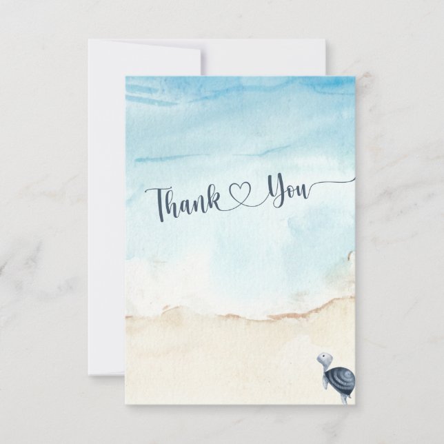 Elegant Gender Neutral Ocean Themed Baby Shower  Thank You Card (Front)