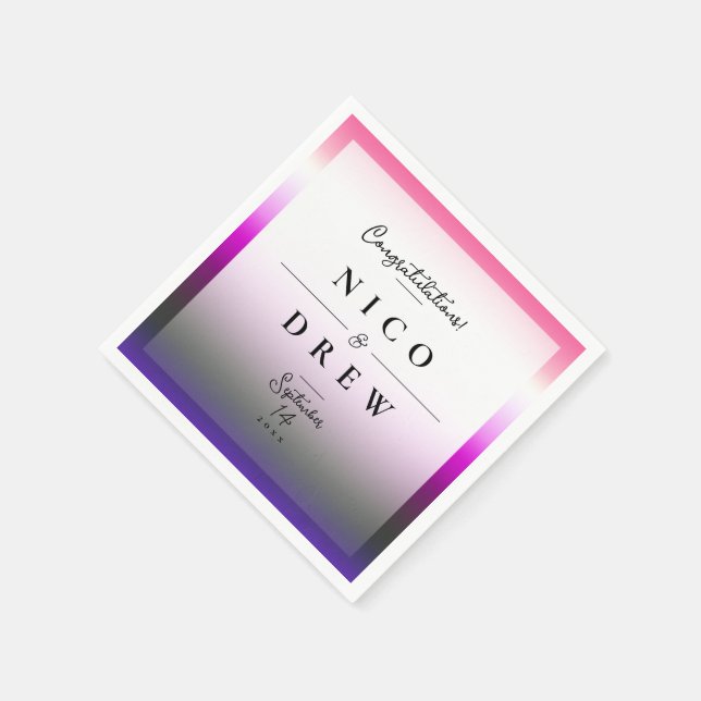 Elegant Genderfluid Pride Wedding  Napkin (Corner)