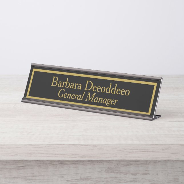 Elegant General Manager Black Desk Name Plate (Front)