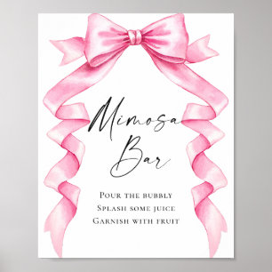 Elegant Gentle Pink Bow Bridal Shower Mimosa Bar Poster