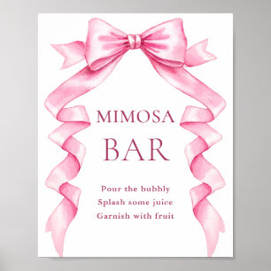 Elegant Gentle Pink Bow Bridal Shower Mimosa Bar Poster