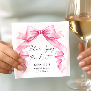 Elegant Gentle Pink Hand Drawn Bow Bridal Shower Napkin