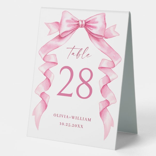 Elegant Gentle Pink Hand Drawn Bow Wedding (Front)