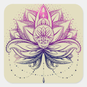 Elegant Gentle Purple  Watercolor Lotus / Lily flo Square Sticker