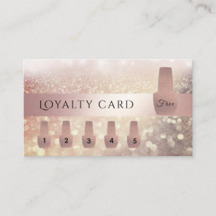 Elegant Gentle rose gold nail polish glittery Loyalty Card