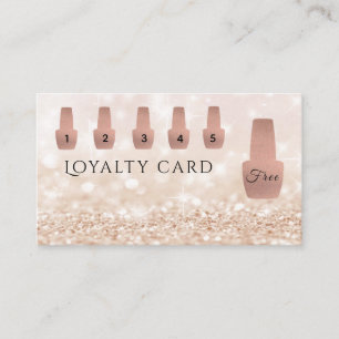 Elegant Gentle rose gold nail polish glittery Loyalty Card