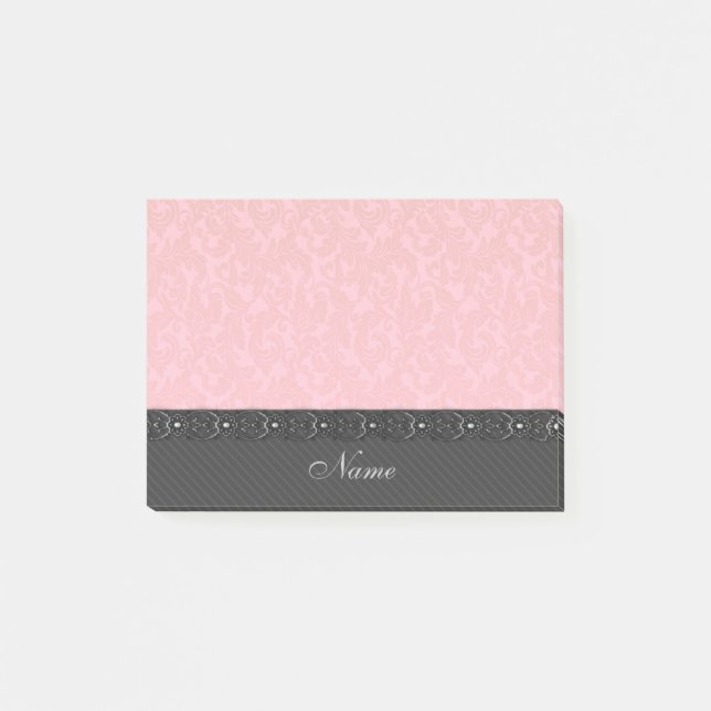 Elegant gentle stripes chic lace damask post-it notes (Front)