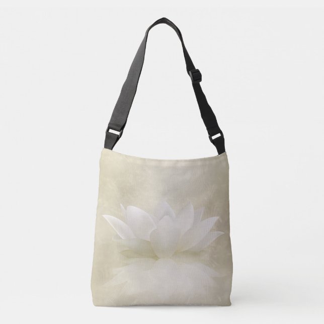 Elegant Gentle White  Lotus / Lily flower Crossbody Bag (Front)