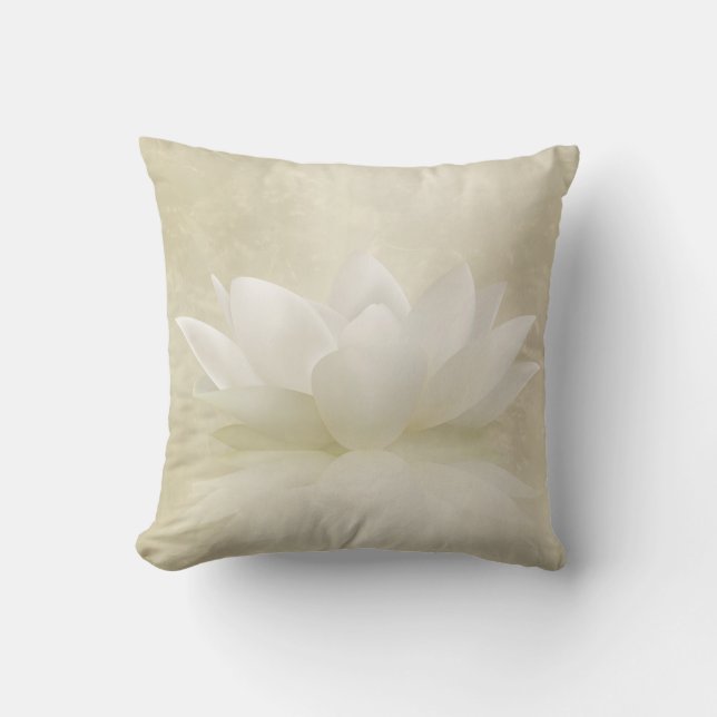 Elegant Gentle White  Lotus / Lily flower Cushion (Front)