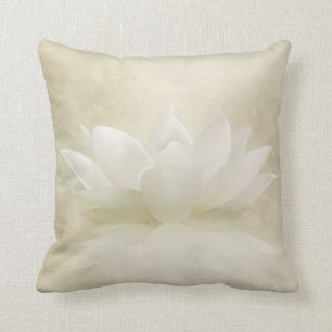 Elegant Gentle White Lotus / Lily flower Cushion
