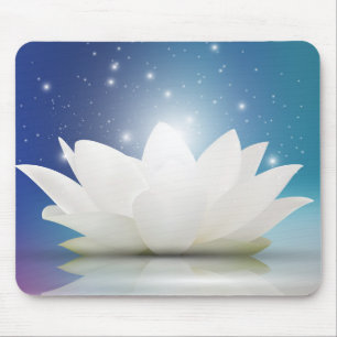 Elegant Gentle White Lotus / Lily flower Mouse Mat