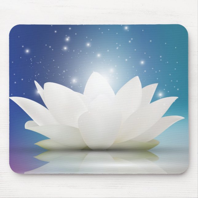 Elegant Gentle  White  Lotus / Lily flower Mouse Mat (Front)