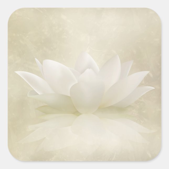 Elegant Gentle White  Lotus / Lily flower Square Sticker (Front)