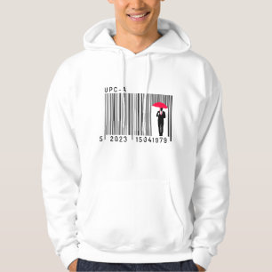 Elegant Gentleman Man Holding an Umbrella Barcode Hoodie