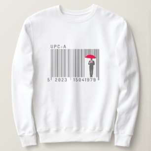 Elegant Gentleman Man Holding an Umbrella Barcode Sweatshirt