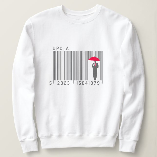 Elegant Gentleman Man Holding an Umbrella Barcode Sweatshirt (Design Front)