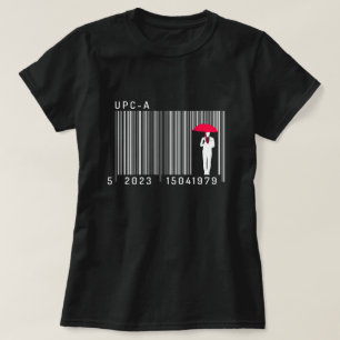 Elegant Gentleman Man Holding an Umbrella Barcode T-Shirt