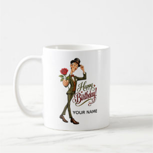 Elegant Gentleman with Rose – Happy Birthday Coffee Mug