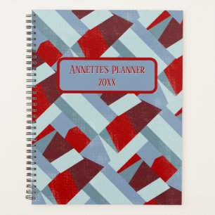 Elegant Geometric Abstract Red Grey Shapes Planner
