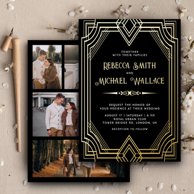 Elegant Geometric Art Deco Wedding Black Gold (Creator Uploaded)