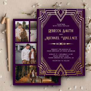 Elegant Geometric Art Deco Wedding Purple Gold