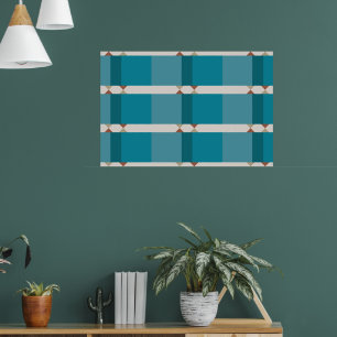 Elegant Geometric Art Earthy Tones Blue Brown Grey Poster
