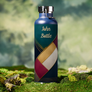 Elegant Geometric Art - Personalised Name Water Bottle
