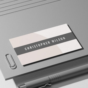 Elegant Geometric Beige White Grey Consultant Business Card
