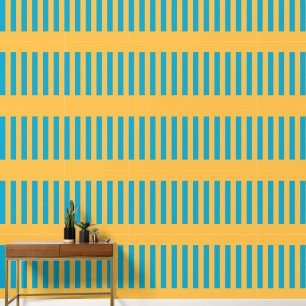 Elegant Geometric Blue and Yellow Striped Pattern Wallpaper