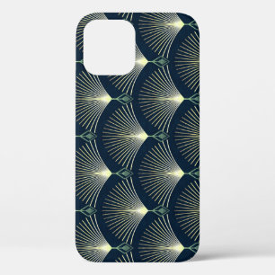 Elegant Geometric: Blue Art Deco. iPhone 12 Case