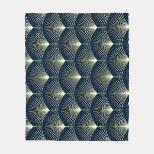 Elegant Geometric: Blue Art Deco. Fleece Blanket