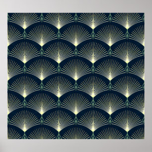 Elegant Geometric: Blue Art Deco. Poster