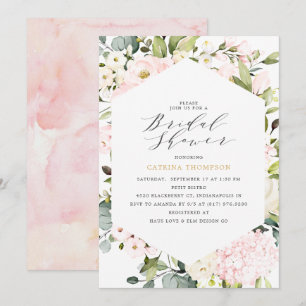 Elegant Geometric Blush Floral Bridal Shower Invitation