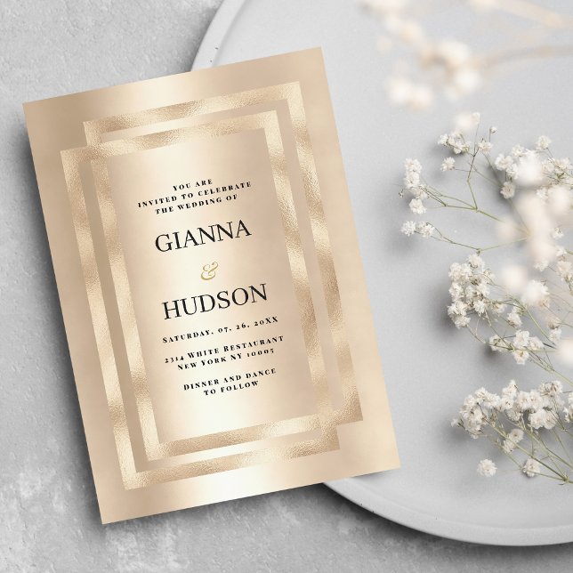 Elegant geometric champagne gold glam wedding invitation (Elegant geometric champagne gold glam wedding )