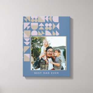 Elegant Geometric Dusty Blue Personalised Photo Canvas Print