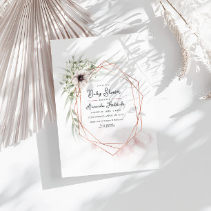 Elegant Geometric Floral Baby Shower Invitation