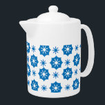 Elegant Geometric Floral Blue And White Pattern<br><div class="desc">Modern teapot featuring stylish elegant geometric floral blue and white pattern. This look can go places and can easily be incorporated into many different styles for your home including farmhouse,  relaxed and informal,  or cookout. Matching items are available. Similar designs are also available.</div>