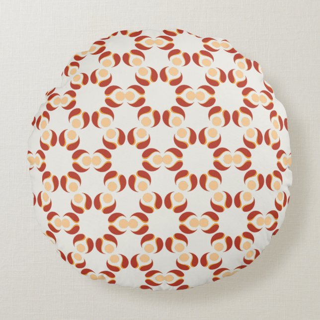 Elegant Geometric Floral Round Pillow (Front)