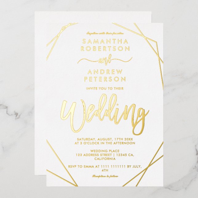 Elegant geometric frame terrarium script wedding (Front/Back)