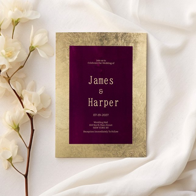 Elegant geometric gold burgundy Wedding Invitation (Elegant geometric gold burgundy Wedding )