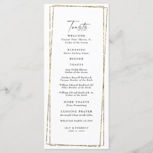 Elegant Geometric Gold Frame Wedding Toasts Menu