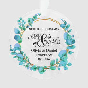 Elegant Geometric Gold Frame with Eucalyptus Leave Ornament