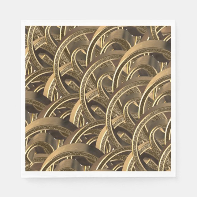 Elegant Geometric Gold Pattern Party Napkins (Front)
